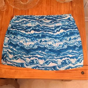 Reel Legends Blue/Aqua/White Marbled Lined Skirt, Size 3X